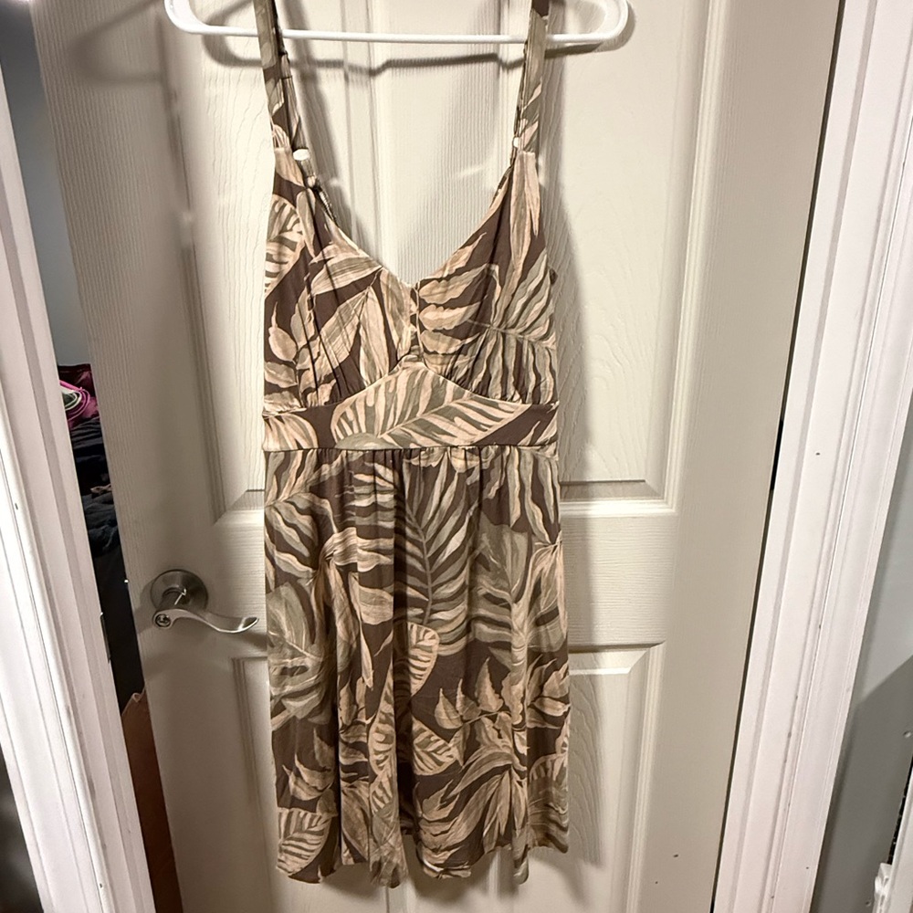 TORRID Brown and Cream Leaf Print Midi Dress